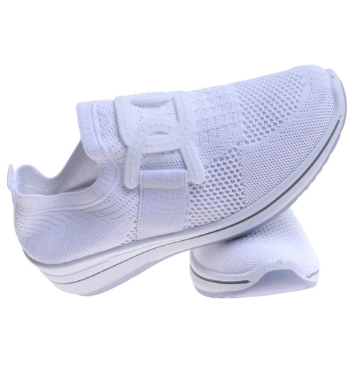 Damskie buty sportowe wsuwane białe sneakersy /C4-1 17112 W102 +h2/