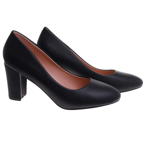 Czarne czółenka na słupku / H2 D8-2 17749 G157/