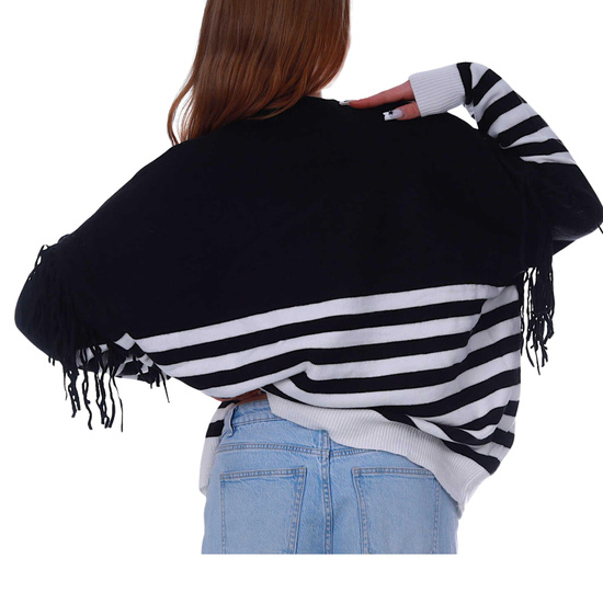 Czarno biały damski sweter nietoperz w paski /H UB911 S381/