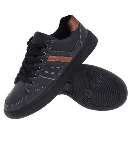 Czarne sznurowane męskie trampki /E9-2 14852 T399/