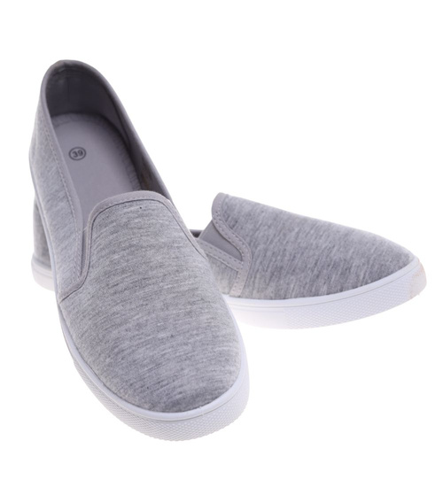 Szare wsuwane tenisówki damskie z tkaniny ost503