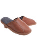 Skórzane kapcie męskie z wełną Brązowe /G8-1 18468 S197/
