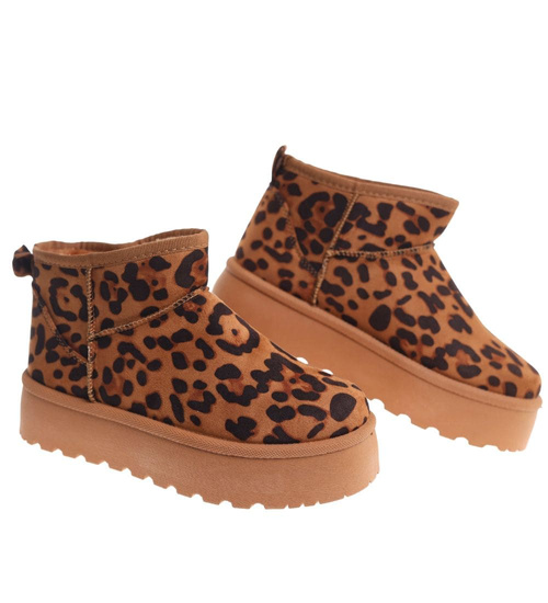 Krótkie kozaki śniegowce eskimoski Leopard /G9-3 18535 G284/