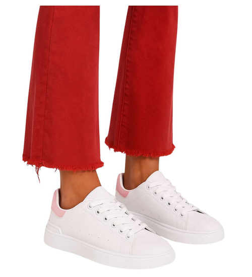 Dziewczęce białe sznurowane trampki /C7-2 16806 T186/