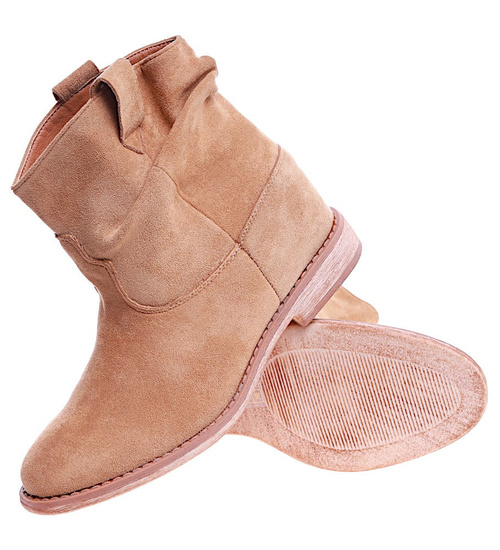 Botki damskie Lekko ocieplone Karmelowe /F5-2+h2 14738 T290/ 