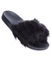 Czarne damskie klapki gumowe z futerkiem /A4-2 14646 T157/