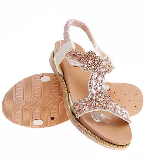 Beżowe damskie wsuwane sandały /E1-1 16392 G271/