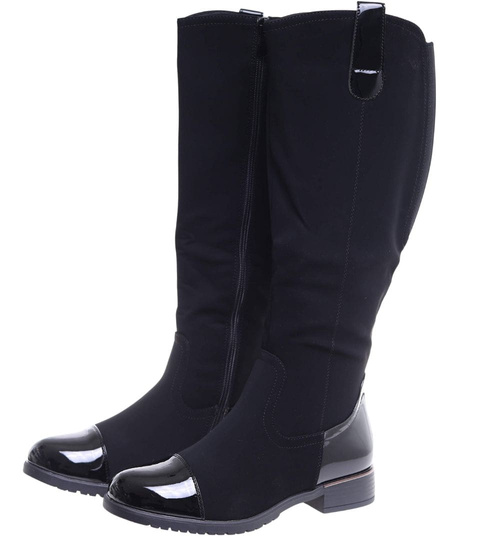 Eleganckie czarne kozaki damskie /C1-2 18297 T5/
