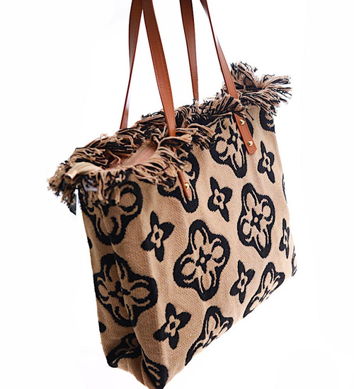 Duża parciana torba torebka Shopper Bag Cappucino /H2-K18 TB544 M433/