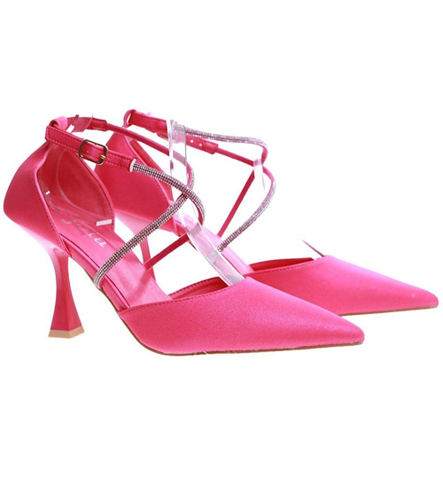 Fuksjowe czółenka szpilki z cyrkoniami /D3-3 17210 G121/