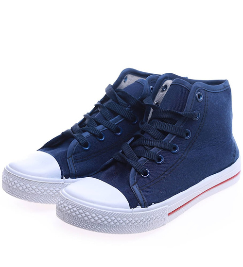 Wysokie granatowe trampki damskie /B1-1 14295 T131/