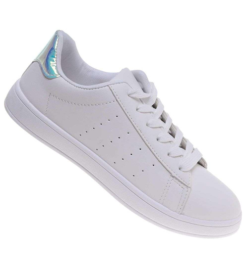 Sznurowane białe trampki damskie /C2-2 18654 T177/