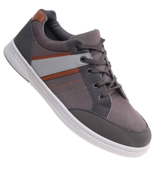 Wiązane szare trampki męskie /A5-2 17981 T236/