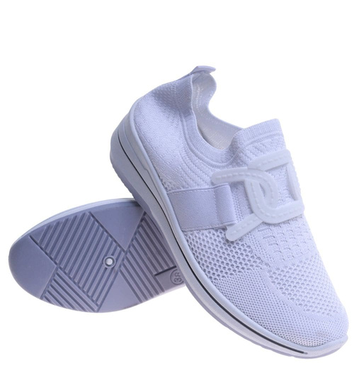 Damskie buty sportowe wsuwane białe sneakersy /C4-1 17112 W102 +h2/