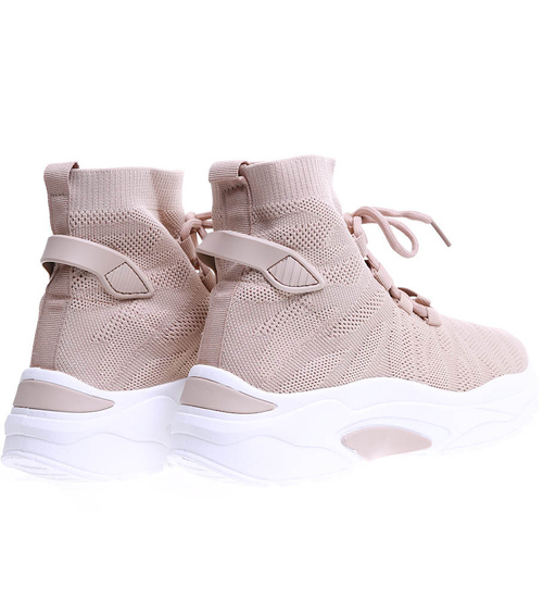 Wysokie wsuwane trampki damskie na platformie Khaki  //E8-1 15682 T184/