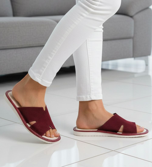 Skórzane domowe klapki kapcie fioletowe /G2-1 13380 S194/