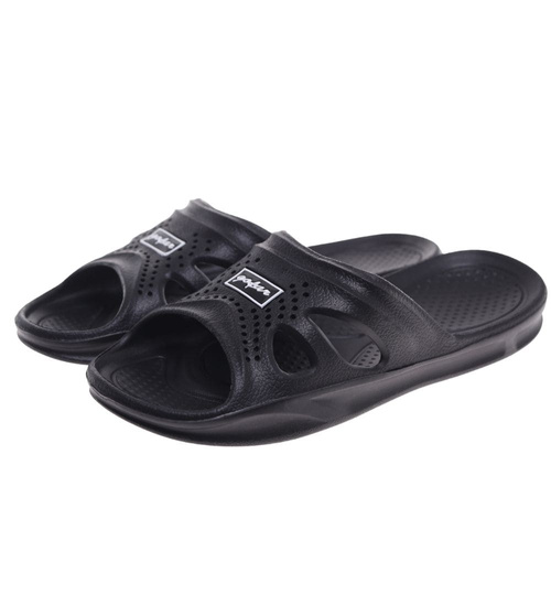 Basenowe klapki męskie Czarne /G7-1 11702 T195/