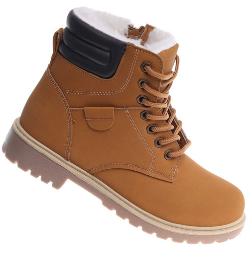 Ocieplane chłopięce camelowe buty zimowe /C2-2 18610 T364/