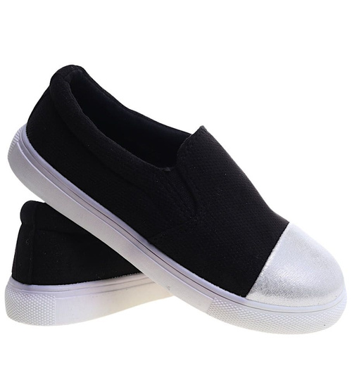 Czarne wsuwane trampki dziewczęce slip on /E5-2 13683  T004/