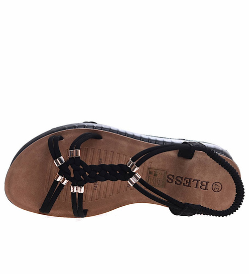 Czarne płaskie sandały damskie /D2-2 16596 T343/