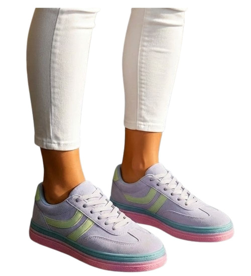 Niebieskie wiązane sneakersy buty sportowe /A3-2 17881 T688