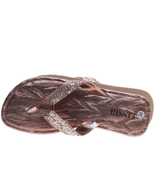 Lekkie piankowe klapki japonki Brązowe /F8-1 14458 T093/