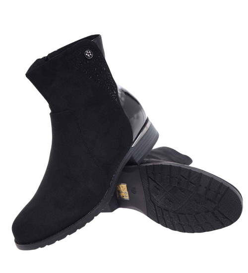 Klasyczne czarne botki damskie zimowe /G5-2 18575 W435/