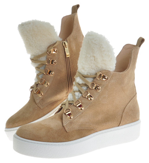 Beżowe botki damskie skórzane Filipczyk /A10-2 10170 S197/