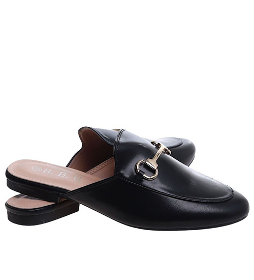 Letnie czarne klapki płaskie /B5-2 14173 T138/