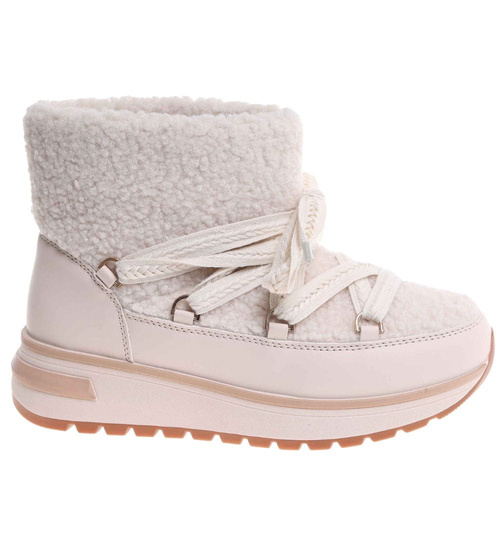 Zimowe botki śniegowce z futerkiem Beżowe /D5-2 18567 W341/