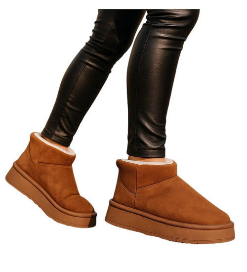 Kozaki śniegowce krótkie karmelowe ocieplane /B4-1 18351 T266/