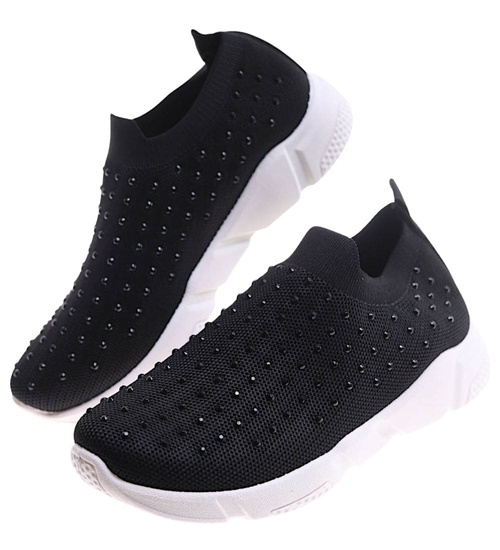 Wsuwane czarne buty sportowe /D4-3 17506 G182/