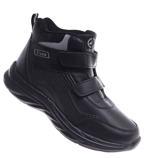 Ocieplane półbuty na rzepy Czarno białe /G5-2 18364 T285/