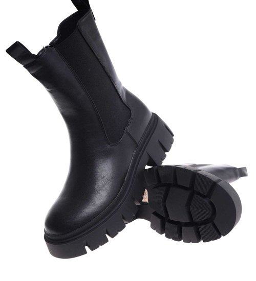 Ocieplane czarne botki na platformie /H2 J5-2 18377 T386/