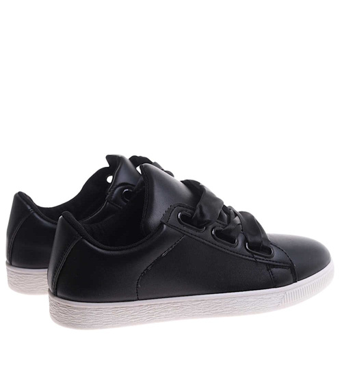 Czarne wiązane trampki damskie /G6-1 17509 W093/