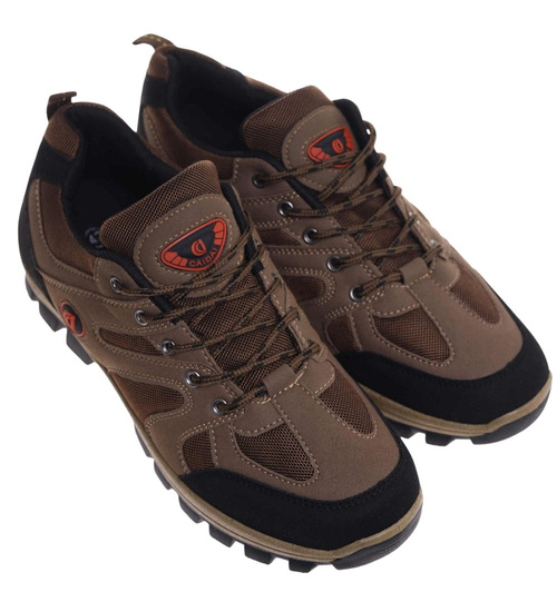 Wiązane męskie buty trekkingowe Brązowe /B1-1 18198 T389/