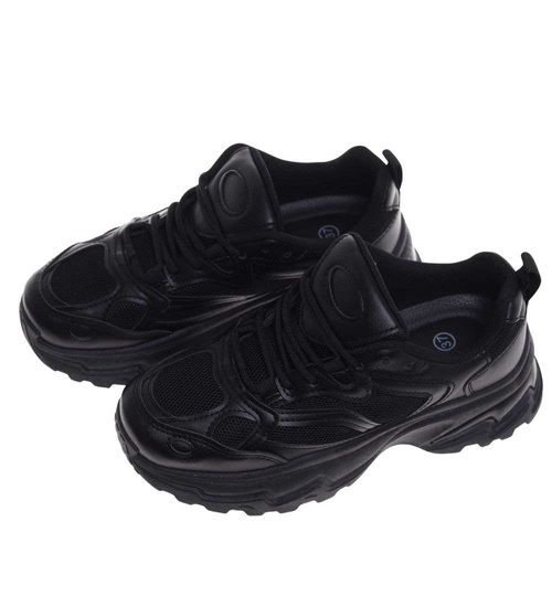 Damskie buty sportowe czarne na platformie /B4-3 18657 S242/