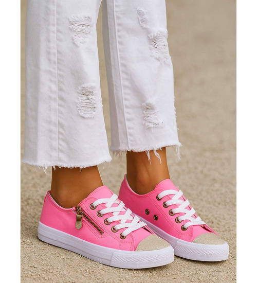 Różowe wiązane trampki dziewczęce /G9-3 17296 T13-5/