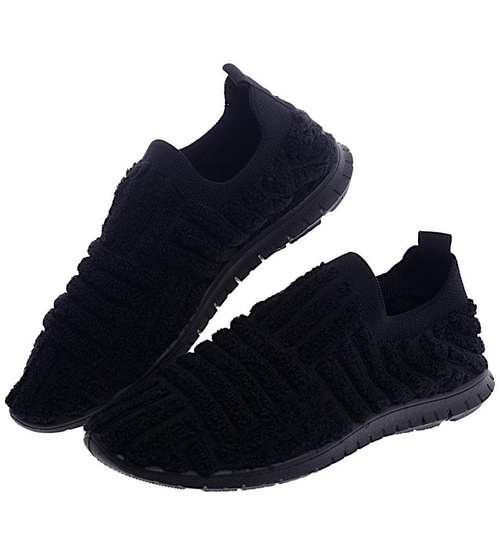 Wsuwane damskie czarne buty sportowe /F3-2 13164 S192/