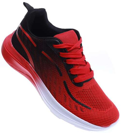 Chłopięce czarno czerwone buty sportowe /D8-2 15802 T298/