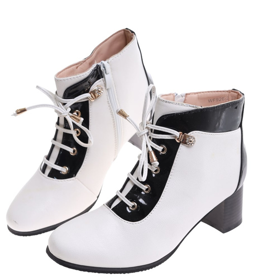 Ocieplane białe botki damskie /A5-1 16759 T130/