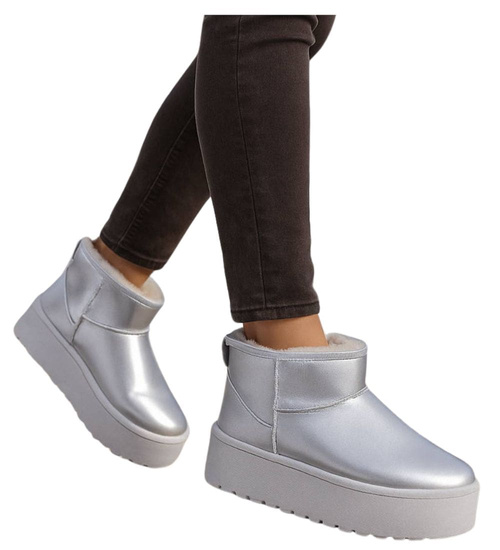 Krótkie kozaki śniegowce eskimoski Srebrne /B4-3 18604 T185/