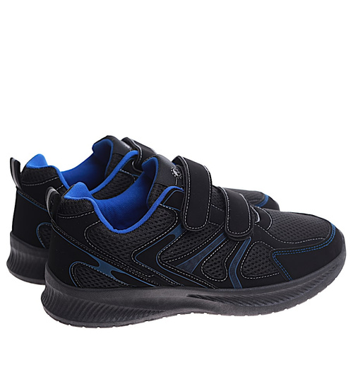 Męskie czarne buty sportowe na rzepy /G1-1 16684 T289/