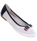 Biało granatowe ażurowe balerinki damskie z kokardką /A6-3 16150 T196/