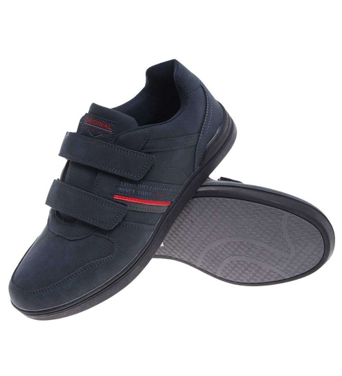 Granatowe męskie buty sportowe na rzepy /A3-2 18679 T484/