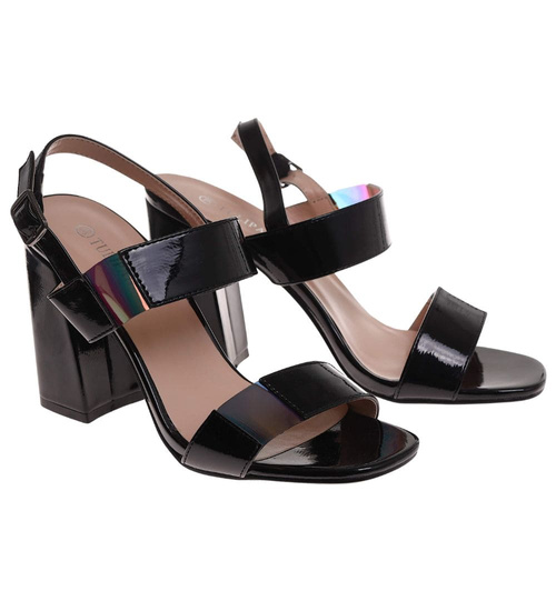 Czarne damskie sandały na słupku /G11-3 17900 G18-45/