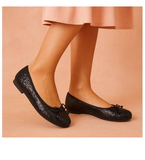 Baleriny damskie czarne klasyczne błyszczące /A1-2 17869 G8-6 +h2/