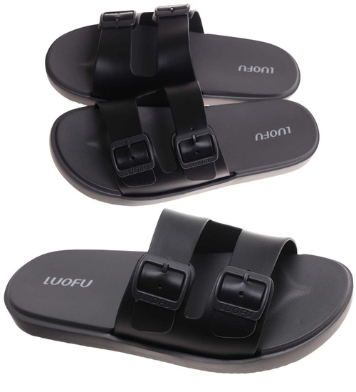 Klapki męskie czarne wodoodporne na plażę /A9-1 17855  T008/