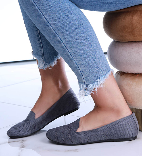 Ażurowe szare balerinki damskie /D6-2 14451 T190/