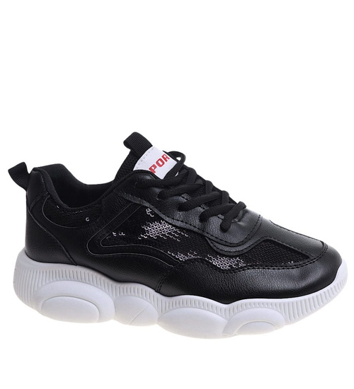 Sznurowane czarne buty sportowe /B1-3 11918 T198/